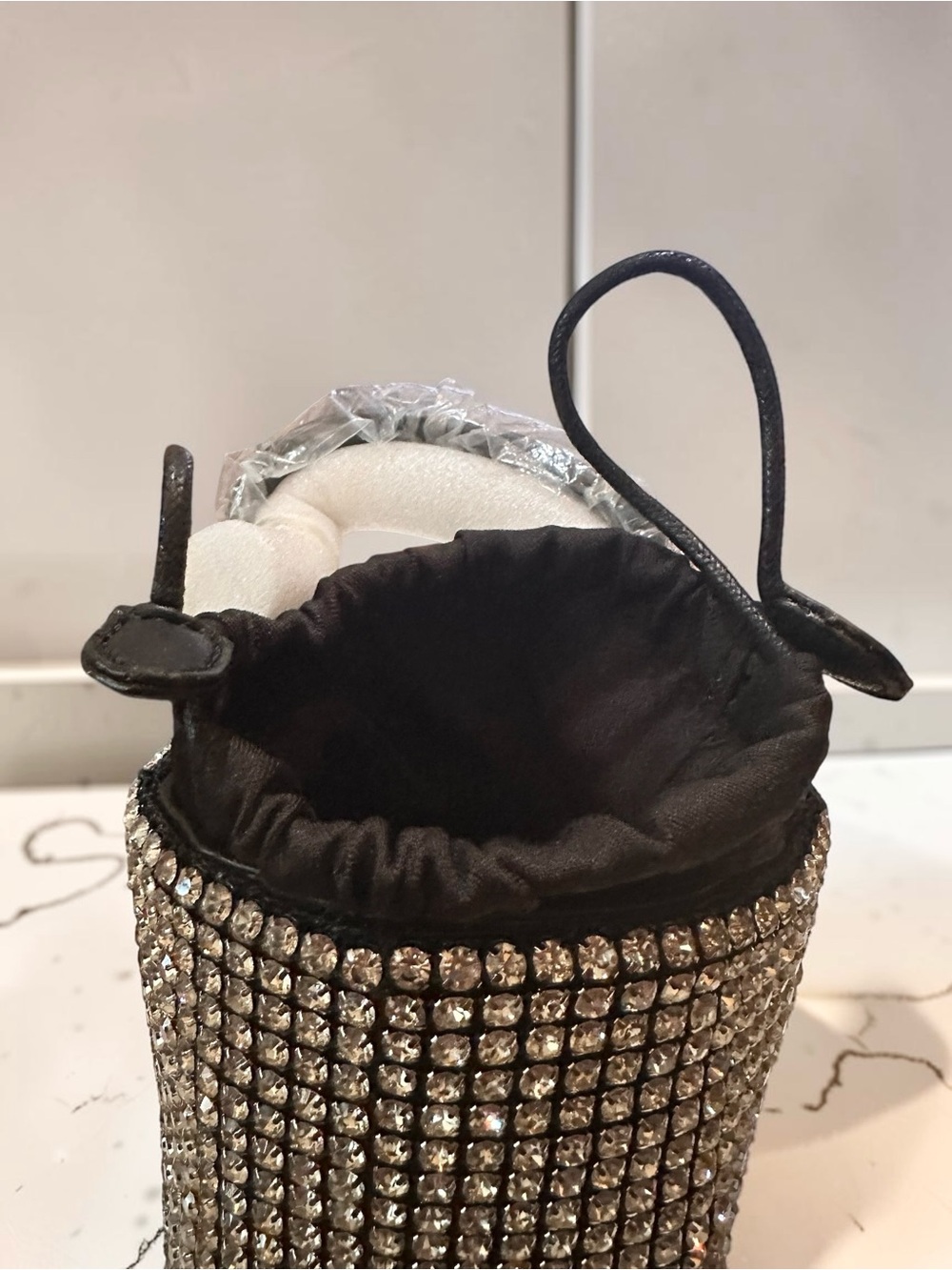 Caleesa Silver Rhinestone Mini Bucket Evening Bag - Picture 5 of 10